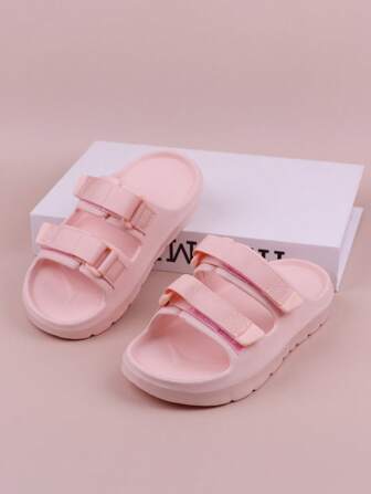 1雙中性孩子們粉色的涼鞋,透氣海灘拖鞋適用於戶外