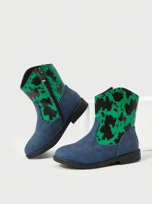 Fashionable Graffiti Style Leopard Print Short Boots For Girls, Comfortable And Breathable