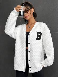SHEIN X Galloways Letter Patched Drop Shoulder Coat
