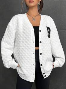 SHEIN X Galloways Letter Patched Drop Shoulder Coat