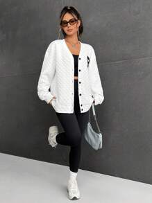 SHEIN X Galloways Letter Patched Drop Shoulder Coat