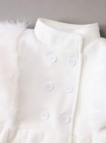 SHEIN Kleines Mädchen flaumig Besatz Top mit Schößchen, & Leggings mit