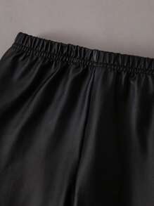 SHEIN Kleines Mädchen flaumig Besatz Top mit Schößchen, & Leggings mit