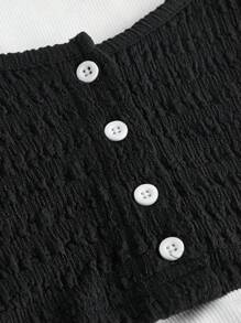 SHEIN Qutie Two Tone 2 In 1 Crop Tee - Black and White - View 4