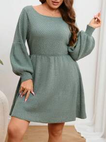 SHEIN Privé Vestido de suéter de manga linterna sólida de talla grande, para invierno