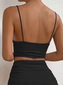 Chiquease 素色吊帶短上衣 - 黑色 - 查看 2