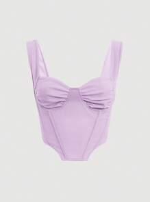SHEIN MOD Áo khoác và áo lót dành cho xe tăng nữ Bất đối xứng Nếp gấp Phần Ngực màu trơn Giải trí - Màu Lilac Tím - Xem 1