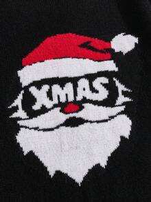 Manfinity RebelGame Nam Họa tiết ông già Noel Giáng sinh  Áo len - màu đen - Xem 5