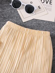 SHEIN Young Girl Ruffle Trim Cami Top & Flare Leg Trousers - Khaki - View 3