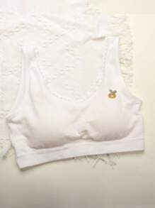 Tween Girl Contrast Lace Cartoon Patched Bra - White - View 1