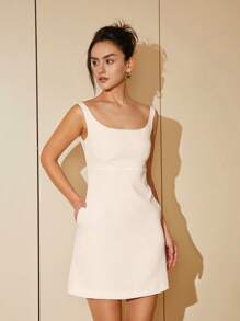 素色背心連衣裙 - 白色 - 查看 1