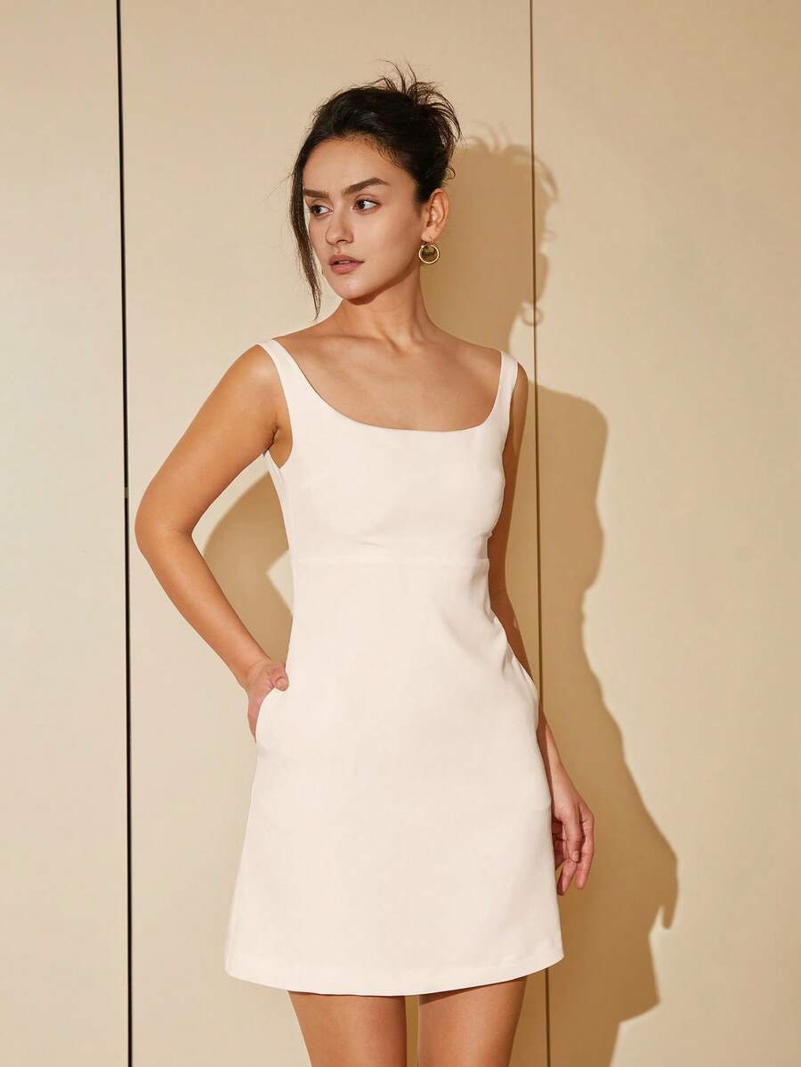素色背心連衣裙 - 白色 - 查看 1