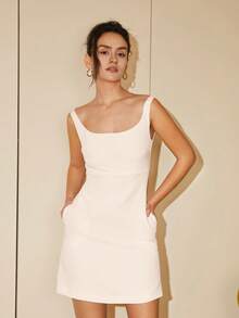 素色背心連衣裙 - 白色 - 查看 4