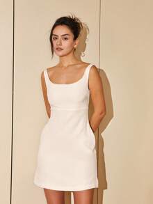 素色背心連衣裙 - 白色 - 查看 5