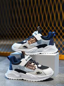 1双儿童春秋季网面透气运动鞋，时尚百搭经典款运动鞋，配有可调节魔术贴，方便穿脱，酷炫休闲运动鞋 - 彩色 - 查看 1