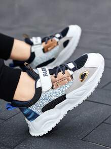 1双儿童春秋季网面透气运动鞋，时尚百搭经典款运动鞋，配有可调节魔术贴，方便穿脱，酷炫休闲运动鞋 - 彩色 - 查看 4