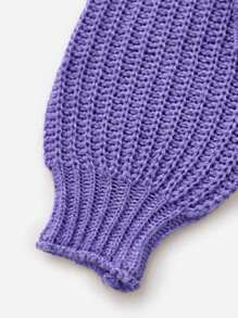 SHEIN Tween Girl Turtleneck Lantern Sleeve Sweater - Purple - View 5