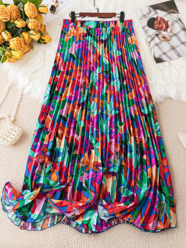 DreamSkyne Plus Allover Print Pleated Skirt
