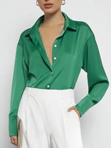 BizChic Solid Button Front Shirt