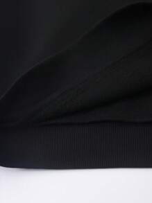 RueChic 男士日文圖案&富士山印花保暖套頭衫 - 黑色 - 查看 4