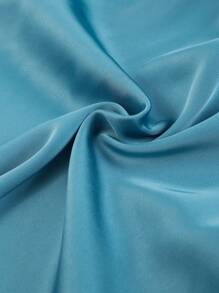 SHEIN LUNE 燈籠袖帶扣細節圍裹緞面連衣裙 - 藍色 - 查看 6