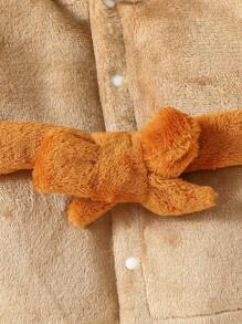 Baby Boys Cartoon Embroidery 3D Ear Design Hooded Fleece Coat