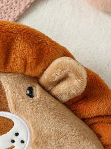 Baby Boys Cartoon Embroidery 3D Ear Design Hooded Fleece Coat