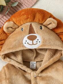 Baby Boys Cartoon Embroidery 3D Ear Design Hooded Fleece Coat