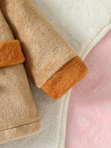 Baby Boys Cartoon Embroidery 3D Ear Design Hooded Fleece Coat