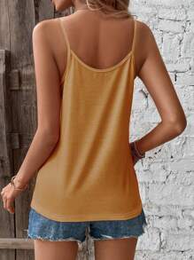 SHEIN LUNE O-ring Detail Cami Top - Brown - View 2