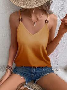 SHEIN LUNE O-ring Detail Cami Top - Brown - View 3