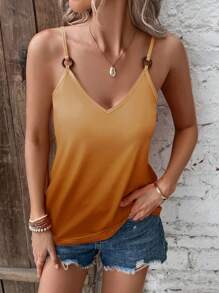 SHEIN LUNE O-ring Detail Cami Top - Brown - View 5