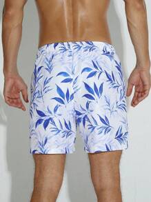 Surfspeed Men Plants Print Drawstring Waist Swim Trunks - Multicolor - View 2
