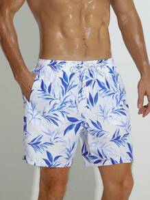 Surfspeed Men Plants Print Drawstring Waist Swim Trunks - Multicolor - View 3