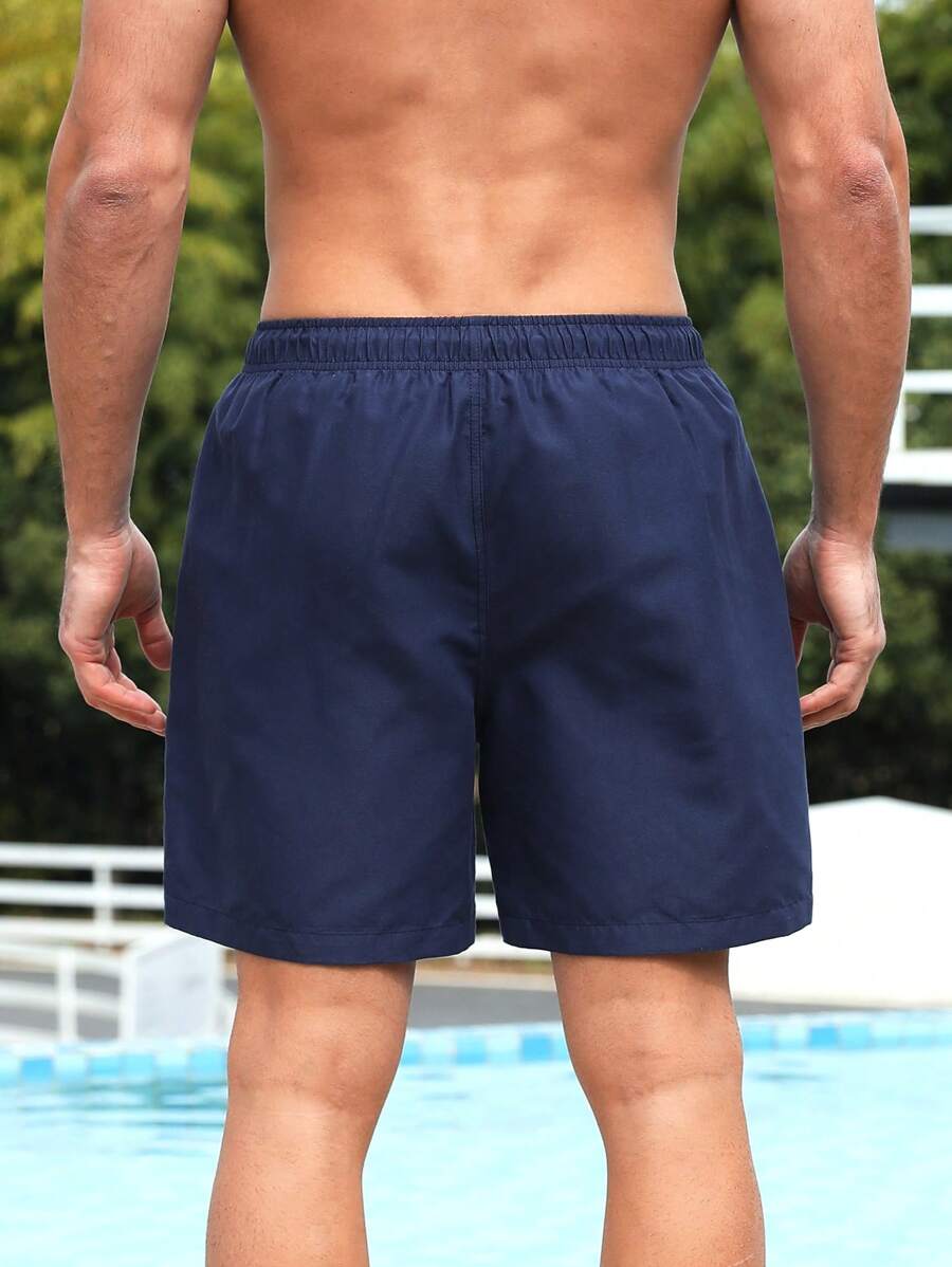 Manfinity VDAYZ Men Solid Drawstring Waist Swim Trunks SHEIN UK