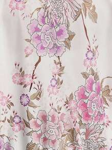 SHEIN LUNE 印花插肩袖拉鏈開襟飛行員夾克 - 白色 - 查看 7