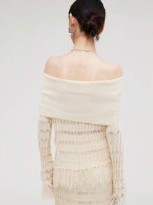 Top único de alta gama con hombros descubiertos, suéter entallado corto de la marca ROEYWANG