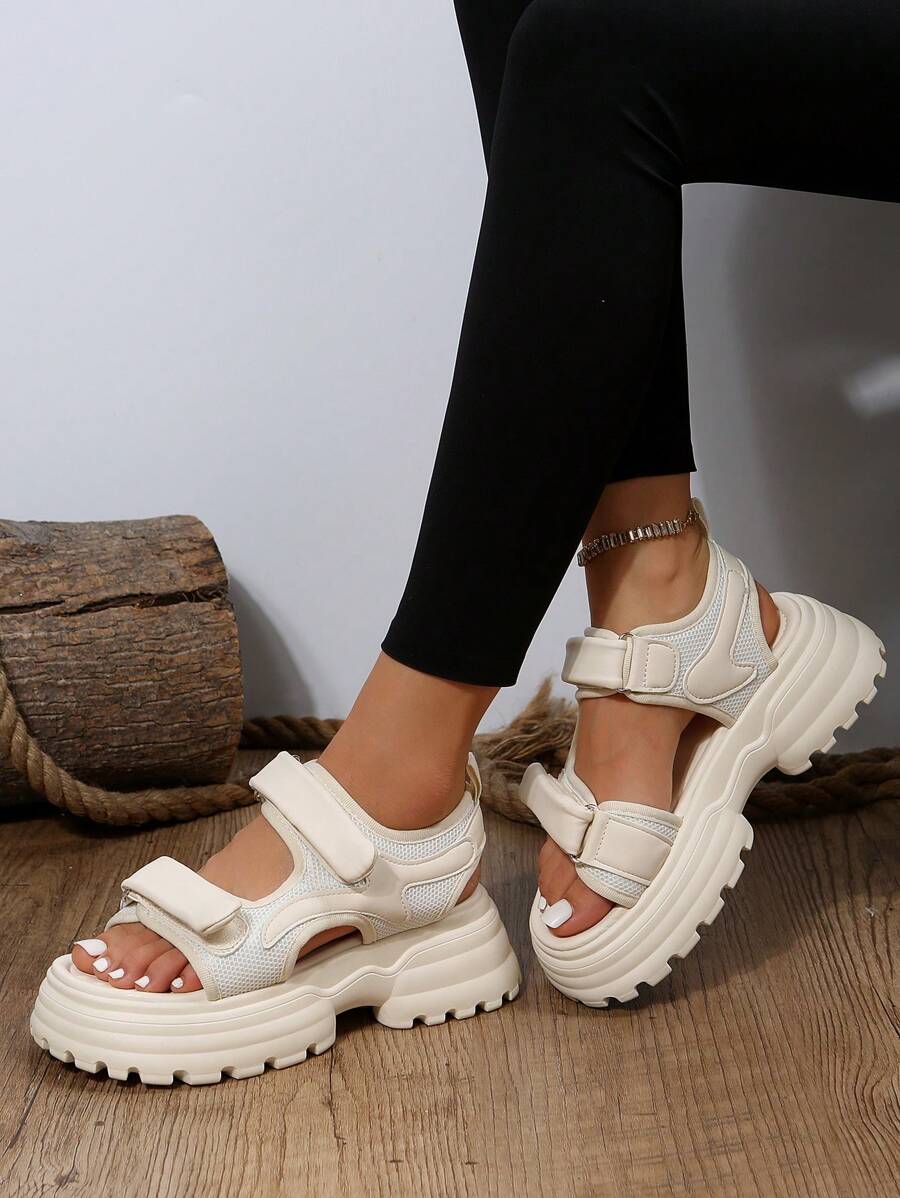 Xăng đan đế bệt tối giản dành cho nữ, Xăng đan thời trang - Màu be - Xem 1