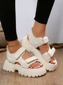 Xăng đan đế bệt tối giản dành cho nữ, Xăng đan thời trang - Màu be - Xem 5