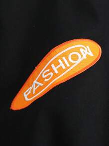 Aesthetic Post--Men Slogan Graphic Striped Trim Bomber Jacket Without Tee - Black - View 7