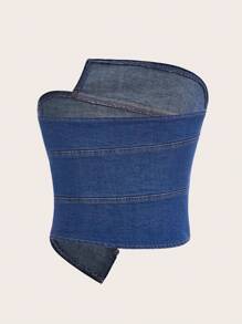 GENKIRA Bất đối xứng Denim Ống ngọn - Rửa tối - Xem 2