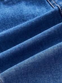 GENKIRA Bất đối xứng Denim Ống ngọn - Rửa tối - Xem 3