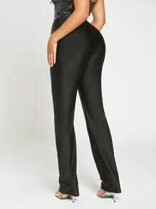 SHEIN Unity 對比蕾絲褲子新年除夕裝，派對裝，性感裝，俱樂部性感裝 - 黑色 - 查看 2