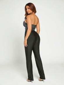 SHEIN Unity 對比蕾絲褲子新年除夕裝，派對裝，性感裝，俱樂部性感裝 - 黑色 - 查看 4