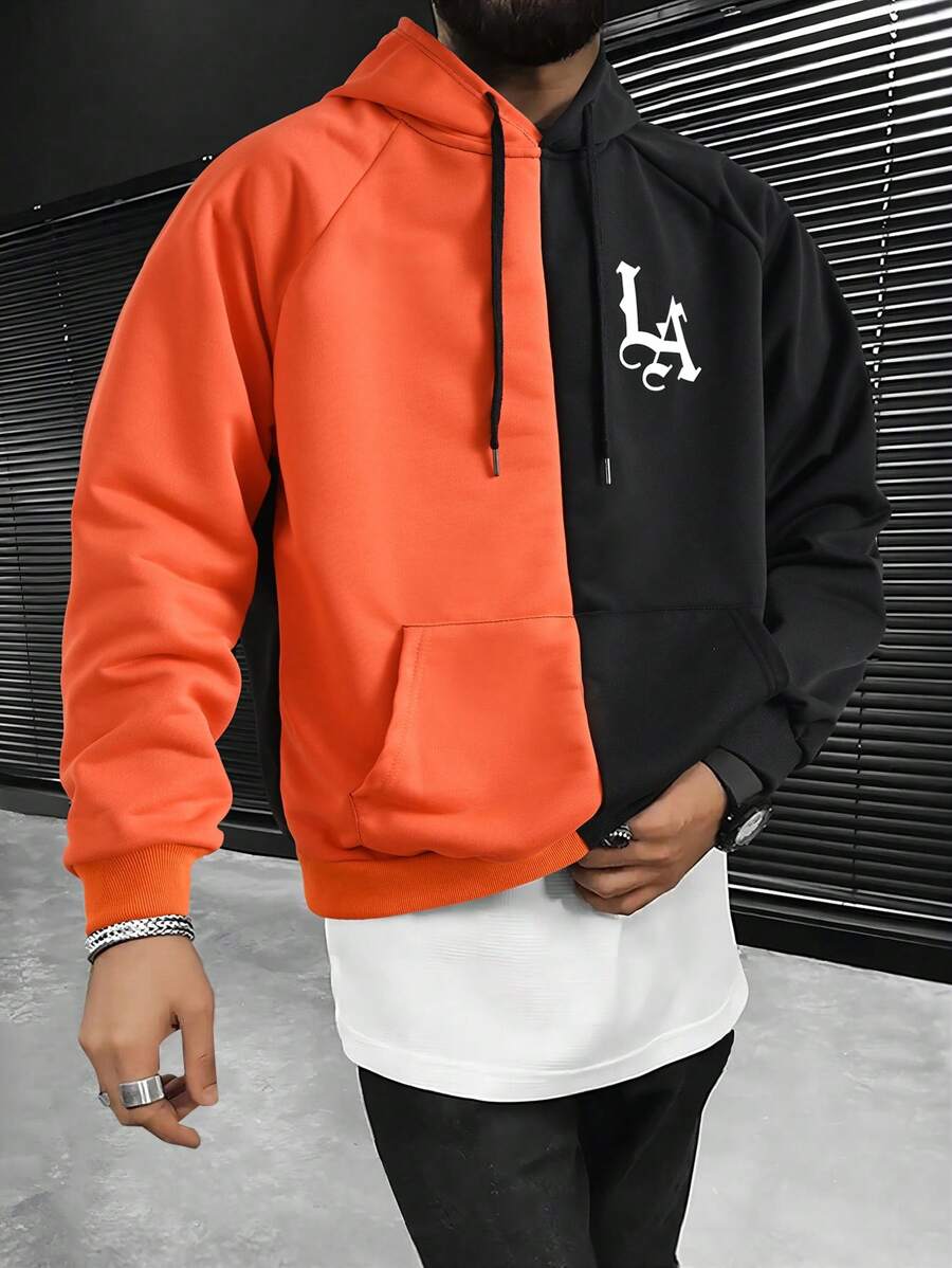 Manfinity LEGND Nam Đồ họa Chữ cái Hai âm Tay Raglan Dây rút Hoodie - Nhiều màu - Xem 1