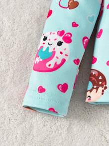 Baby Girl Donut Print Snug Fit PJ Set - Baby Blue - View 3