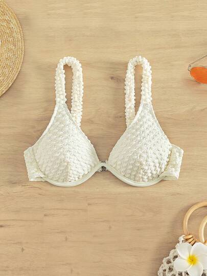 素色鋼圈比基尼泳裝上衣