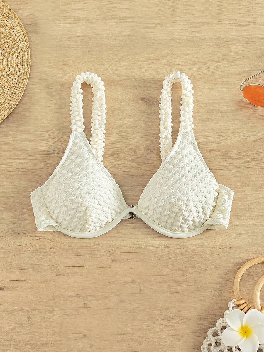 素色鋼圈比基尼泳裝上衣