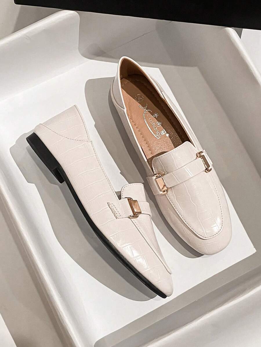 Mengshangli Giày lười nữ, giày lười Penny đa năng, giày đế bằng da PU