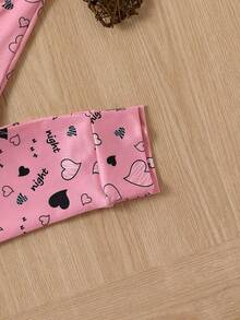 女大童卡通圖案T恤和褲子緊身睡衣套裝 - 彩色 - 查看 5